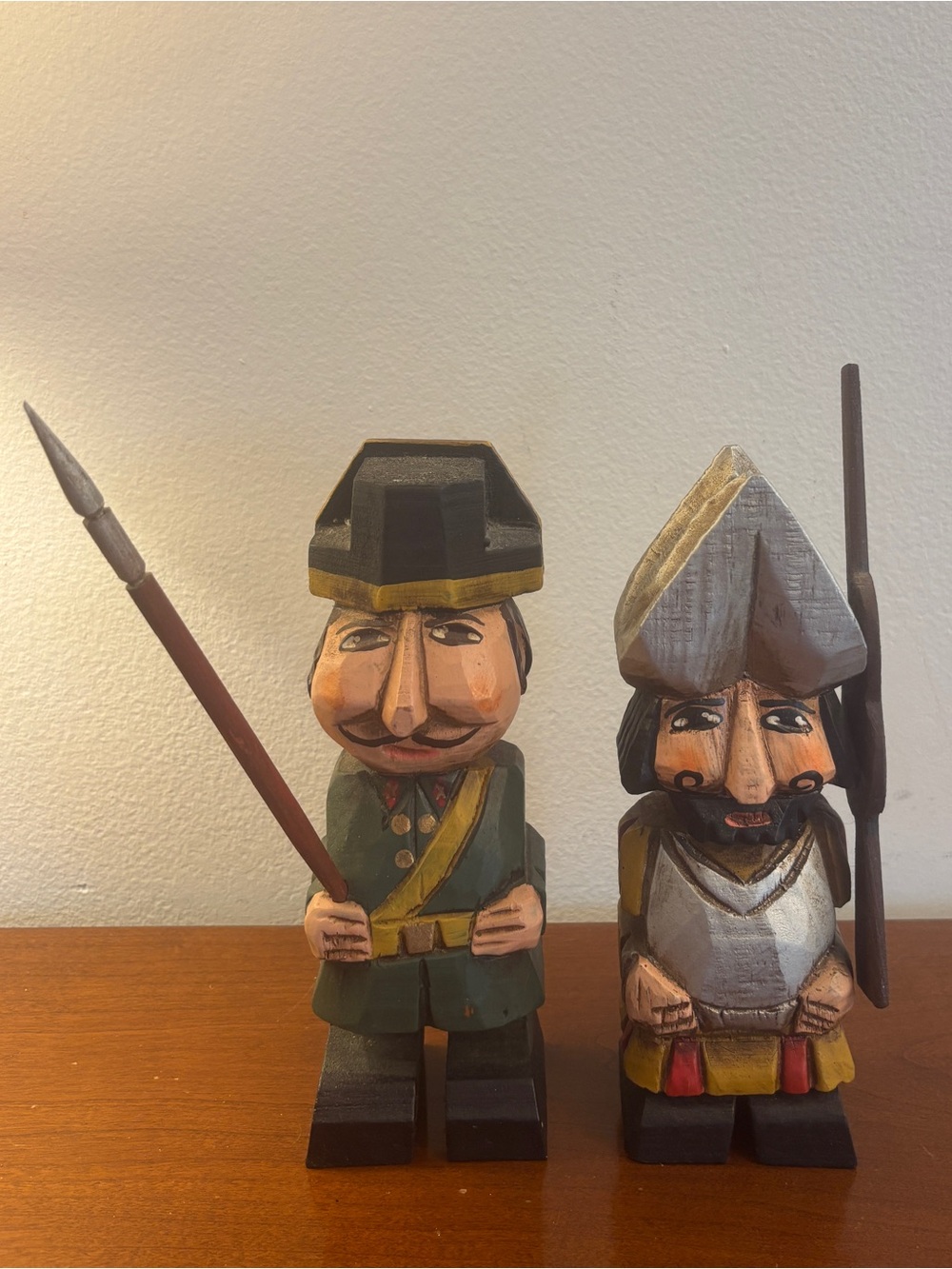 Vintage Mid-Century Spanish Folk Art Wood Carving Figurines